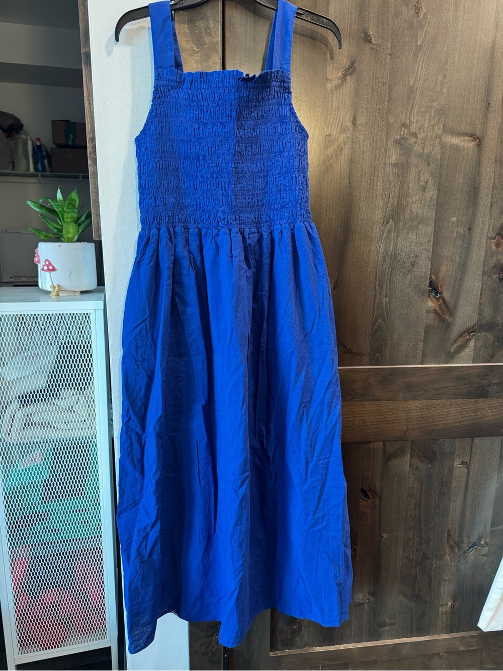 Everlane Blue Smocked Maxi Dress medium